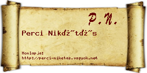 Perci Nikétás névjegykártya